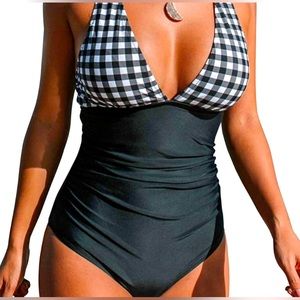 SWIMSUIT ONE PIECE-HALTER TOP , MED